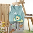 thumbnail image 2 of HCNTES Toddler Baby Girl Summer Clothes Embroidered Bee Waffle Knit Short Sleeve T-Shirt Tees + Corduroy Shorts Cute Clothing Set 5-6 Years Blue, 2 of 4
