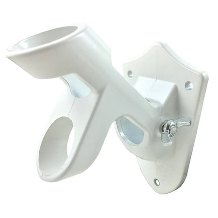 Chrome Flagpole Holder - Flag Pole Bracket Premium Aluminum Mount Two Positions - Fits 1-Inch Poles All Weather Durable Flag Holder (White)