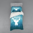 thumbnail image 2 of Ambesonne Adventure Bedding Set 4 Pcs, Scenic Wild Forest, Queen, Pale Blue Dark Blue, 2 of 3