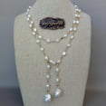 thumbnail image 4 of K-KED 51'' Freshwater White Keshi Pearl Mixed Color Cz Pave Chain Long Necklace, 4 of 8