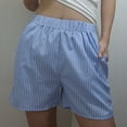 thumbnail image 2 of Women Y2K Striped Shorts Elastic Waist Cute Pajama Boxer Shorts Summer Pinstripe Lounge Pj Sleep Short Sleepwear Bottom, 2 of 6