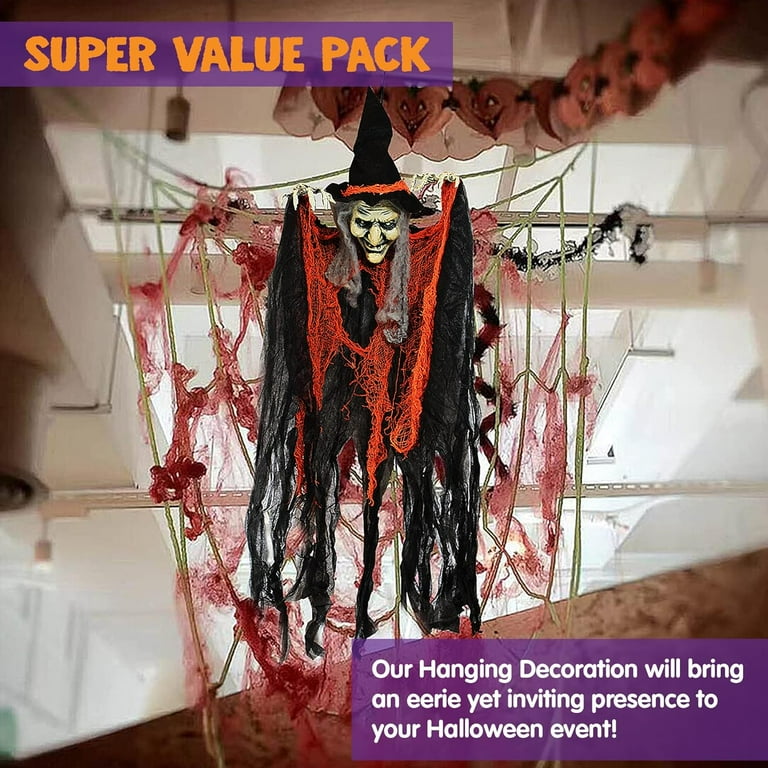 JOYIN 5 Pieces Halloween Hanging Grim Heiners, a 47, Four 35 inch Halloween Skeleton Flying Spirits for Halloween Outdoor Decoration, Haunted House Prop, Halloween Party Supplies Decor