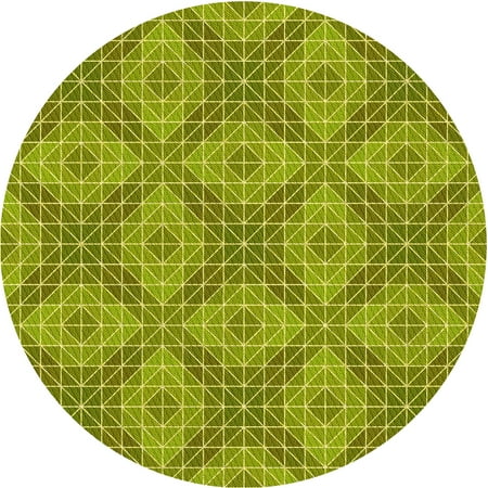 

Ahgly Company Indoor Round Patterned Acid Green Area Rugs 7 Round