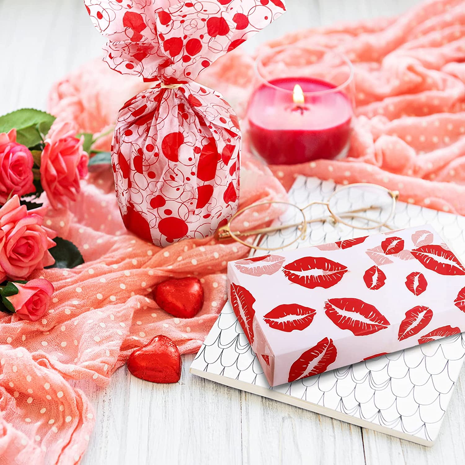 SANNIX 100 Sheets Valentine's Day Tissue Paper Red Pink Wrapping Paper for  Valentine's Day Wedding Party Decoration DIY Crafts Gift Packing 19.7 ×13.8