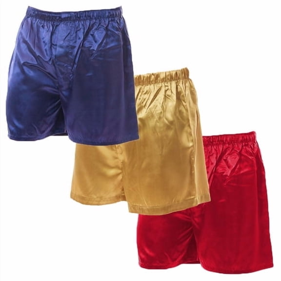 Up2date Fashion Men's Satin Boxers Shorts Combo Pack 3 Silky Underwear