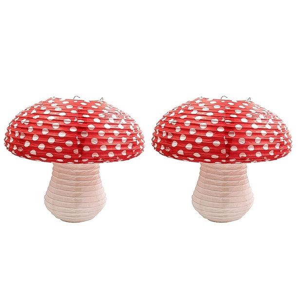2 faroles decorativos colgantes con forma de hongo para fiestas.