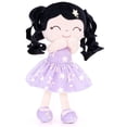 thumbnail image 4 of Gloveleya Toddler Stuffed Dolls Girl Gifts Plush Baby Doll Figure Toys Dark Hair with Purple Stars Dress 12 Inches, 4 of 6