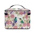 thumbnail image 4 of HELLHERO Wide-open Portable Makeup Bag Organizer with Brush Slots Brush Protectors Travel Make Up Organizer Hummingbirds and Floral, 4 of 6