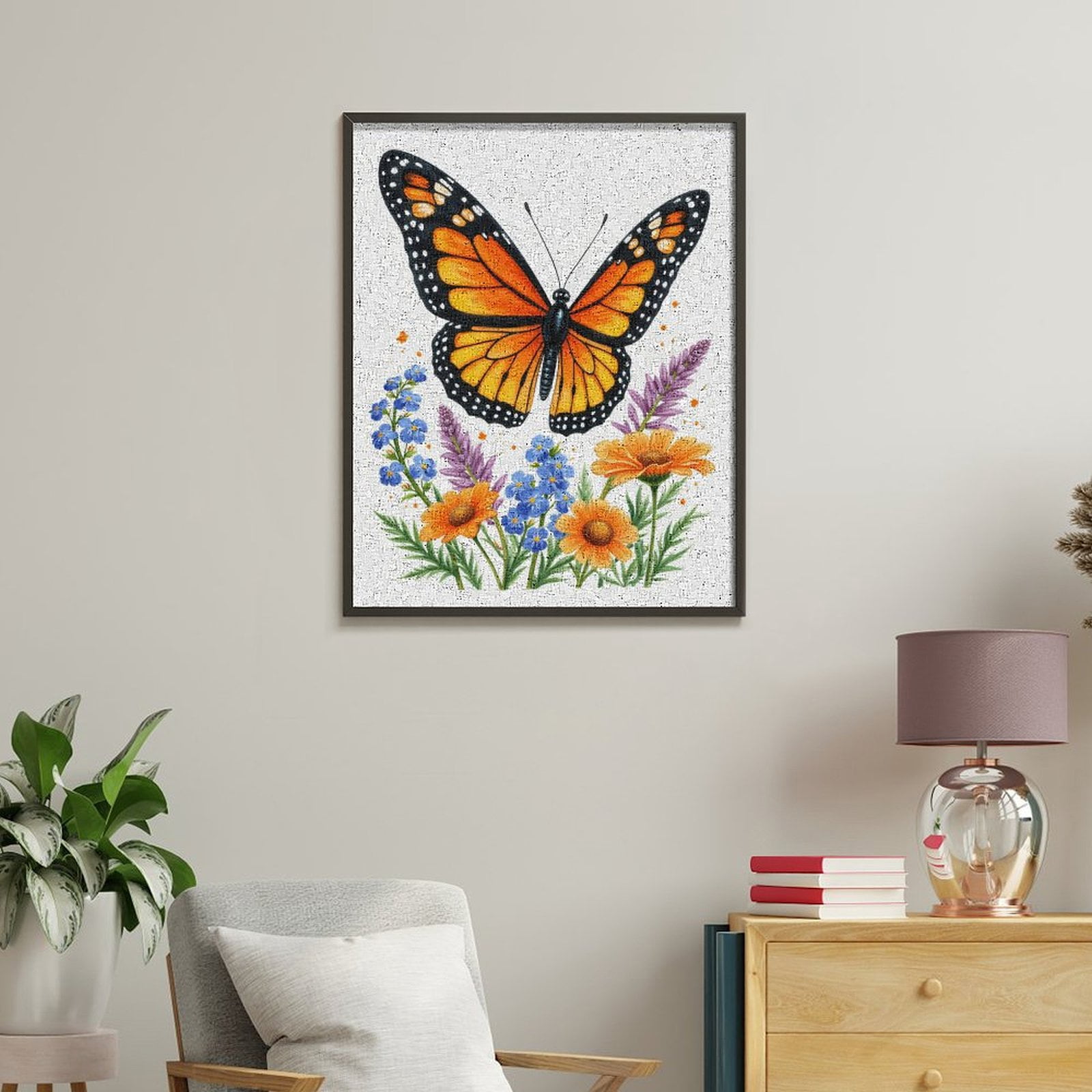 Paint by Numbers Kit for Adults, Butterfly Garden Floral Art Paint by Numbers, Easy Paint by Numbers Kit for Adults Beginner, DIY Adult Paint by Number Kits on Canvas, Home Decor