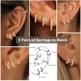 thumbnail image 3 of LUNVKY 3 Pairs 18K Gold Plated Hoop Earrings for Women CZ Small Huggie Cartilage Post Hypoallergenic Earrings Set for Multiple Piercing Birthday Jewelry Gifts Teen Her Ideas, 3 of 5