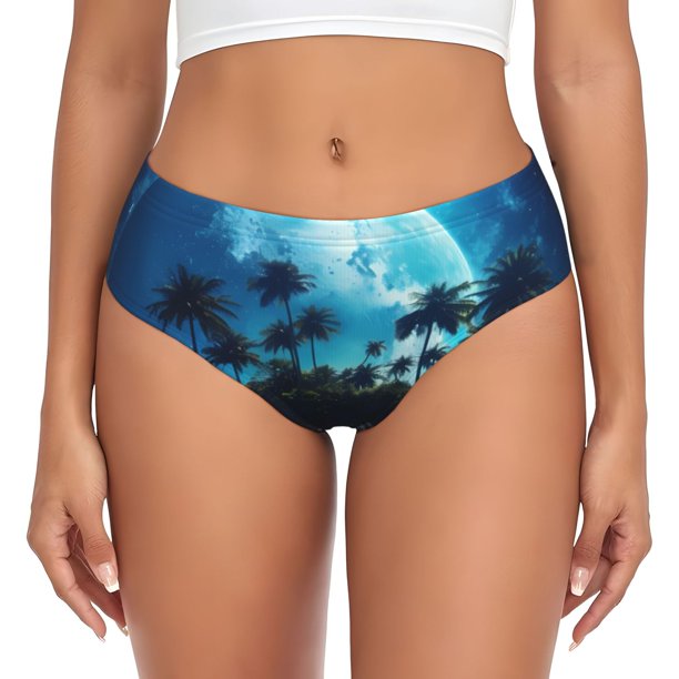 Balery Hawaiian Beach Pirate Moon Ropa Interior de Algodón para Mujer con Dibujo – Braguitas Cómodas y Elásticas, Estilo Clásico-4X-Large