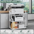thumbnail image 2 of VECELO 3-Tier Printer Stand with Power Outlet and Storage Shelf, Large Printer Cart with Wheels, Rolling Printer Cart for Fax Scanner Files Media Player, for Office Home, White, 2 of 8