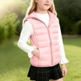 thumbnail image 6 of Kids Solid Zip Hooded Warm Sleeveless Vest Casual Outer Top Jacket For Boys Girls Pink 3-4 Years, 6 of 7