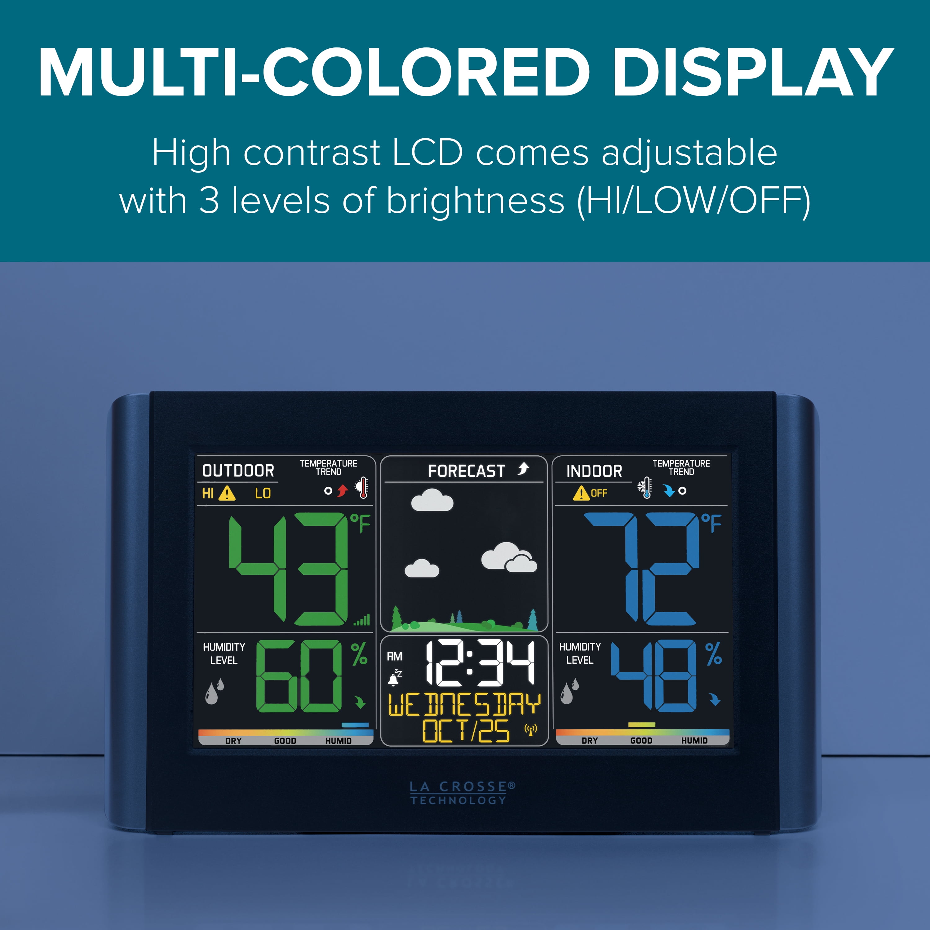 La Crosse Technology Wireless Digital Color Weather Station with Alerts, Black, C85845-INT