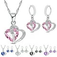 thumbnail image 2 of OPOLSKI 1 Set Drop Earrings Geometric Rhinestone High Gloss Cubic Zirconia Fine Workmanship Decoration Shinny Heart-shaped Pendant Necklace White, 2 of 8