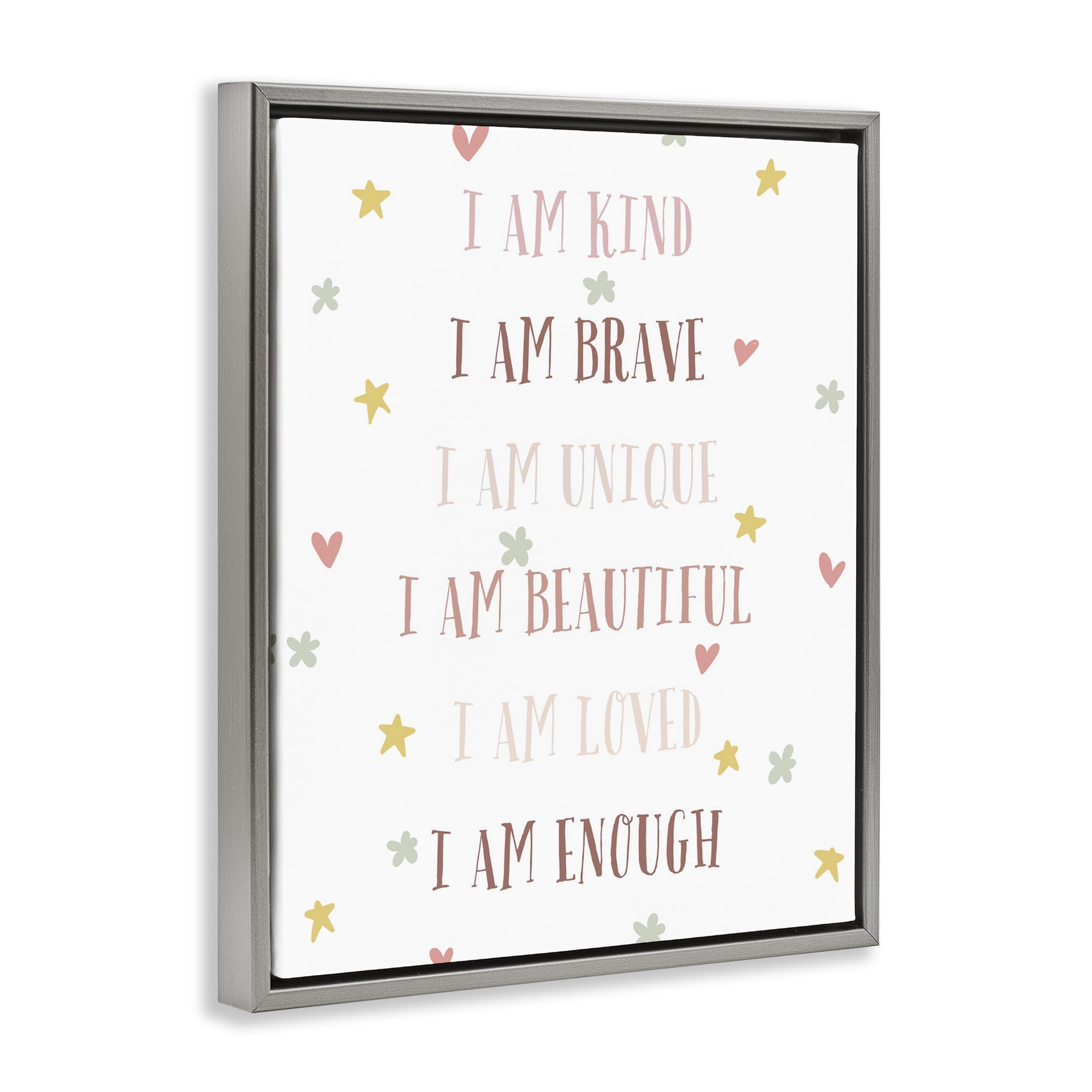 Stupell Industries I am Empowerment Quotes Gray Framed Floater Canvas Wall Art, design by Katie Griggs