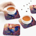 thumbnail image 7 of Pofeuu Rooster Oil Painting Print Leather Coasters Set of 6, Round Cups Mugs Mat Pad for Home Kitchen Heat Resistant Drink Coasters,Square, 7 of 7