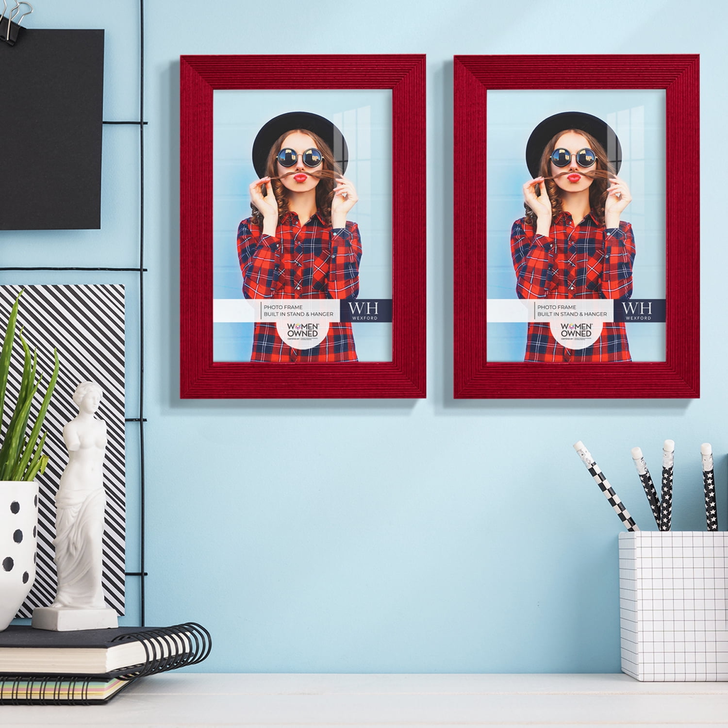 Grooved 5 in. x 7 in. Red Picture Frame (Set of 2)