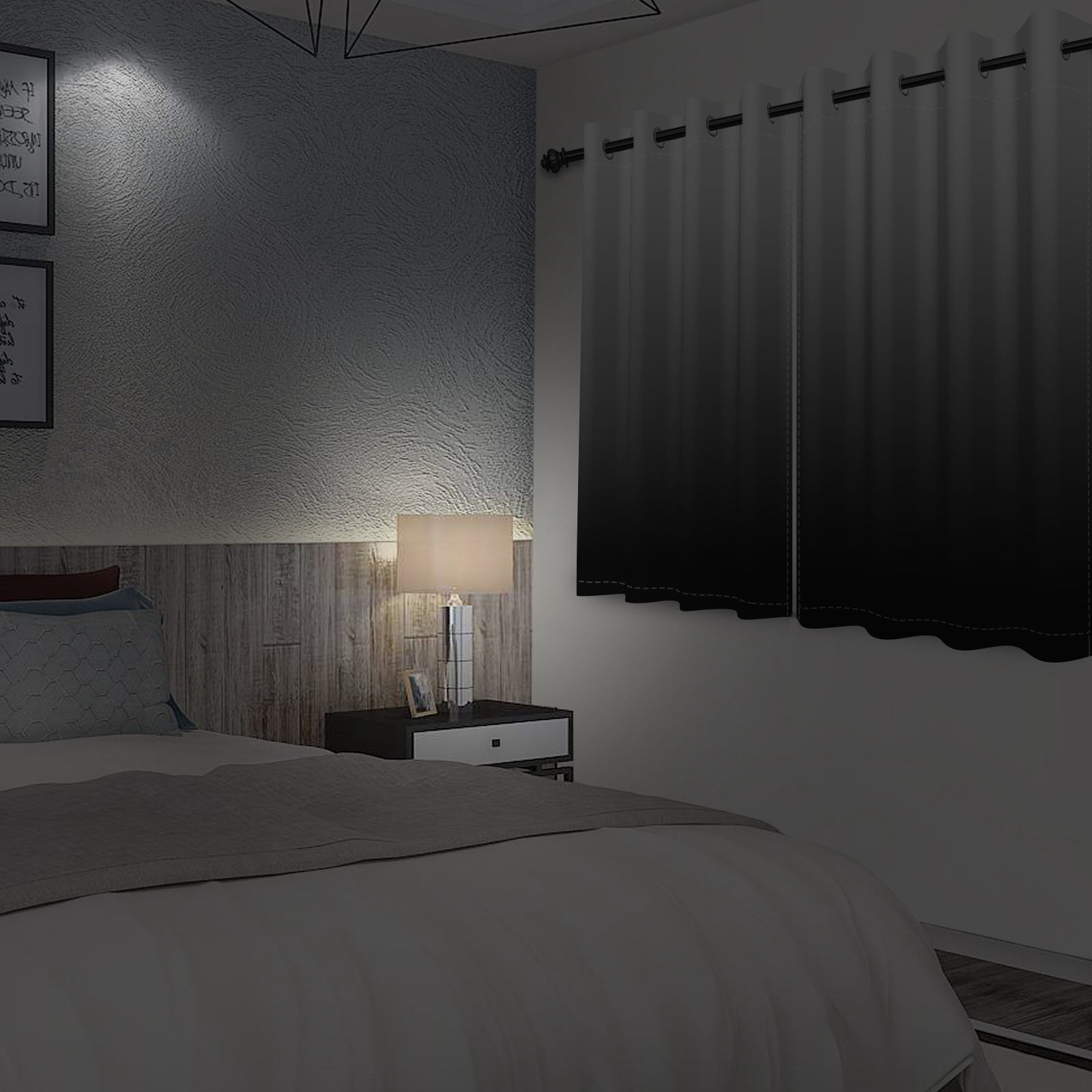 Nanqianyi Black Ombre Blackout Curtains with Grommet, Room Darkening Window Drapes for Living Room/Bedroom,2 Panels, 42x84 inches