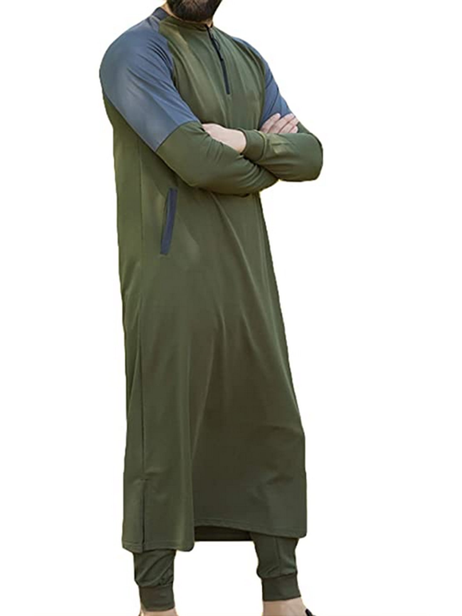Men Dubai Clothes Muslim Thobe Abaya Robe Dishdasha Islamic Kaftan Maxi Dress 