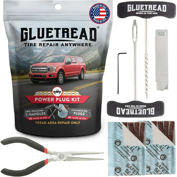 GlueTread On Road Tire Plug Kit - Tire Repair Kit with Plugs