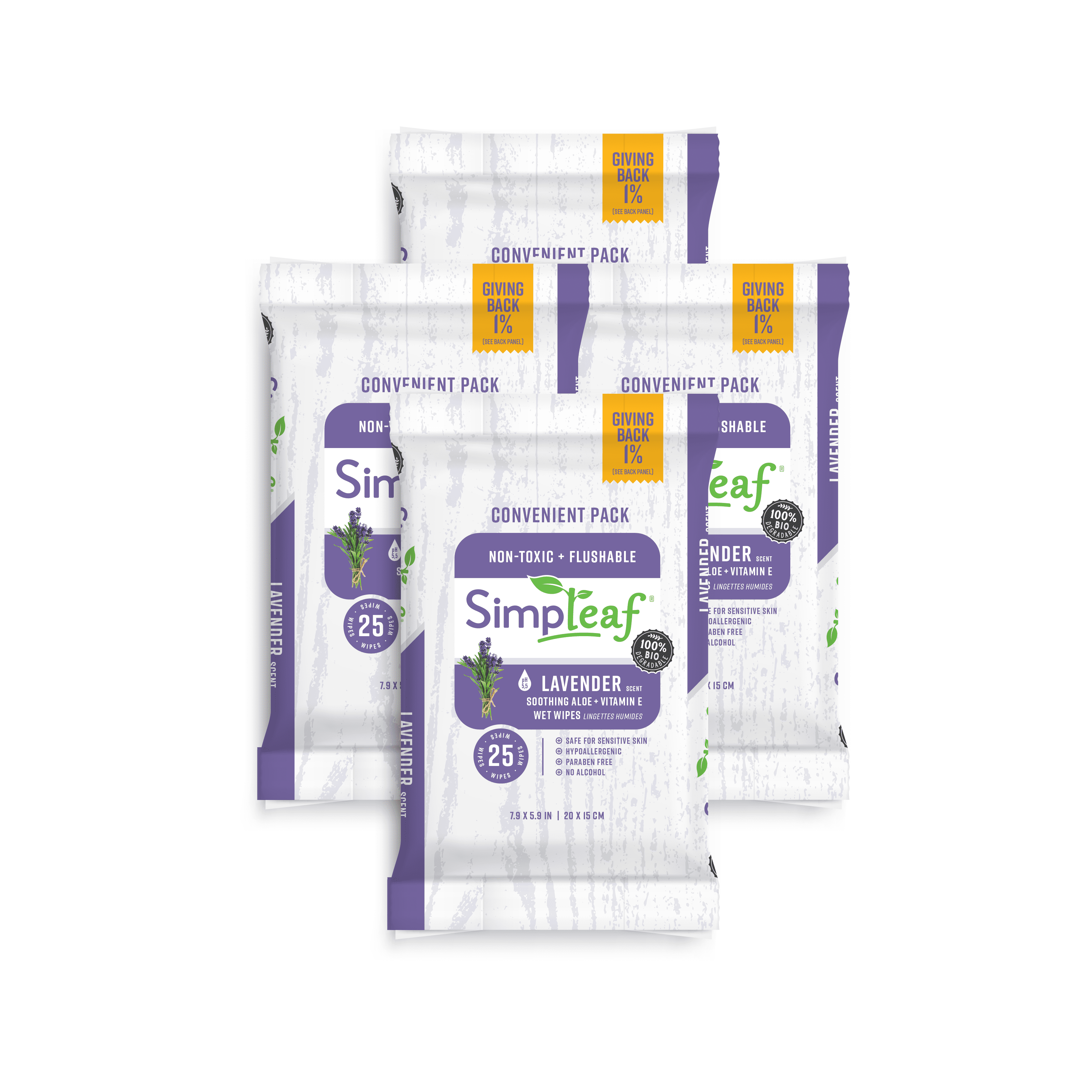 6 Packs Hypoallergenic and Safe for Sensitive Skin Travel Pack Unscented Soothing Aloe Vera Thick and Effective : Eco- Friendly Paraben and Alcohol Free Simpleaf for Babies Flushable Wipes 