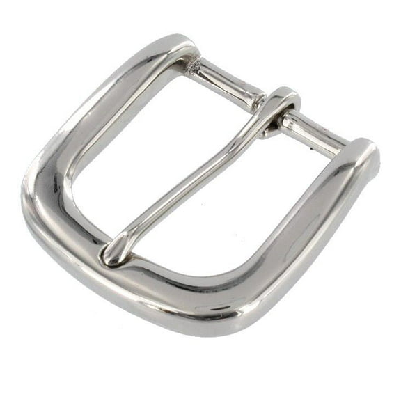 T3139 Nickel Plate, Heel Bar Buckle, Solid Brass-LL, 1-1/4"