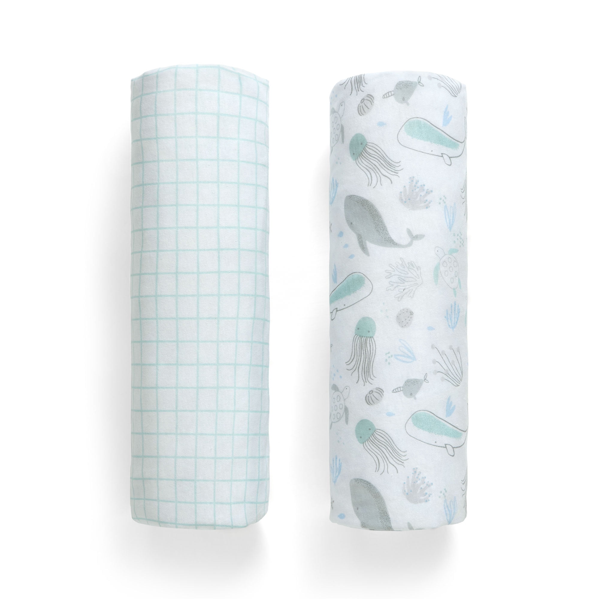 Delta Children Fitted Crib Sheets for Girls and Boys - 100% Organic Cotton Crib Sheet for Standard Crib and Toddler Mattresses - 28x52 Inch- GOTS Certified (Pack of 2), Sea Life