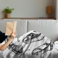 thumbnail image 3 of Feather Soft Flannel Fleece Blanket, Black Feathers with Prehistoric Tribal Geometrical Motifs Arranged in a Circle, Cozy Plush for Indoor and Outdoor Use, 50" x 70", White and Black, by Ambesonne, 3 of 5