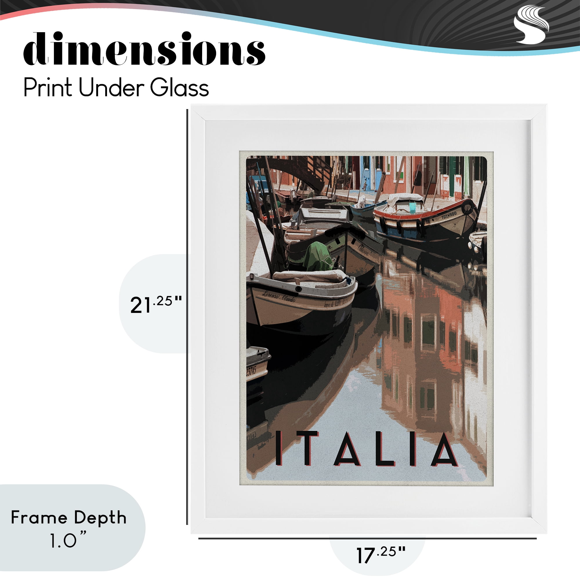 Stupell Industries Italia Canal Poster White Framed Print Under Glass, design by Shelley Lake