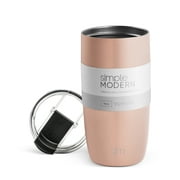 Simple Modern 12oz Voyager Travel Mug Tumbler w/ Clear Flip Lid & Straw - Coffee Cup Kids Vacuum Insulated Flask 18/8 Stainless Steel Hydro -Rose Gold