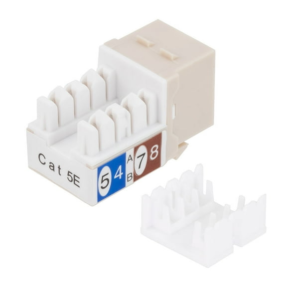 CAT5E Keystone Jack, Snap-In, 90-Degree Termination, Thermoplastic, Light Almond, 15-Pack, CE Compliant