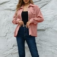 thumbnail image 6 of HAPIMO Sales Women's Corduroy Shirt Solid Color Button Recreational Long Sleeve Lapel Collar Blouse Tops Teen Grils Fashion Clothes Pink XL, 6 of 6