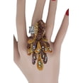 thumbnail image 5 of Women Gold Brown Peacock Fashion Ring Elastic Metal Band Feathers, 5 of 11