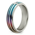 thumbnail image 6 of Edward Mirell Titanium Trpl Groove Multicolor Anodized White Sapphire Ring, 6 of 7