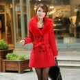 thumbnail image 1 of Womens Winter Lapel Wool Coat Trench Jacket Long Sleeve Overcoat Outwear, 1 of 5