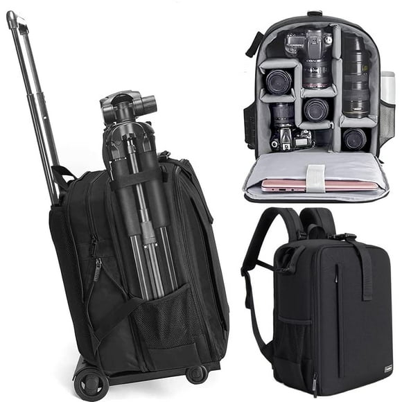 Cwatcun Camera Backpack Bag with Tripod Holder Anti-Theft Waterproof Camera Bag with 15.6' Laptop Compartment Fit for Canon Nikon Sony DSLR SLR Camera