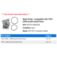 thumbnail image 2 of Water Pump - Compatible with 1999 - 2008 Suzuki Grand Vitara 2000 2001 2002 2003 2004 2005 2006 2007, 2 of 2