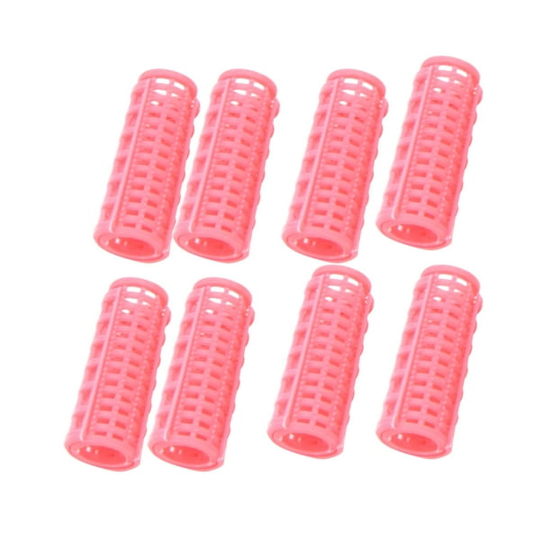 Unique Bargains 8 x Portable Lady Pink Plastic DIY Hairstyling Hair Curlers  Rollers 