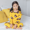 thumbnail image 1 of Conjunto de ropa interior con forro polar grueso para niños, parte superior inferior de otoño, diseño de rayas a la moda para niños y niñas, 1 of 5