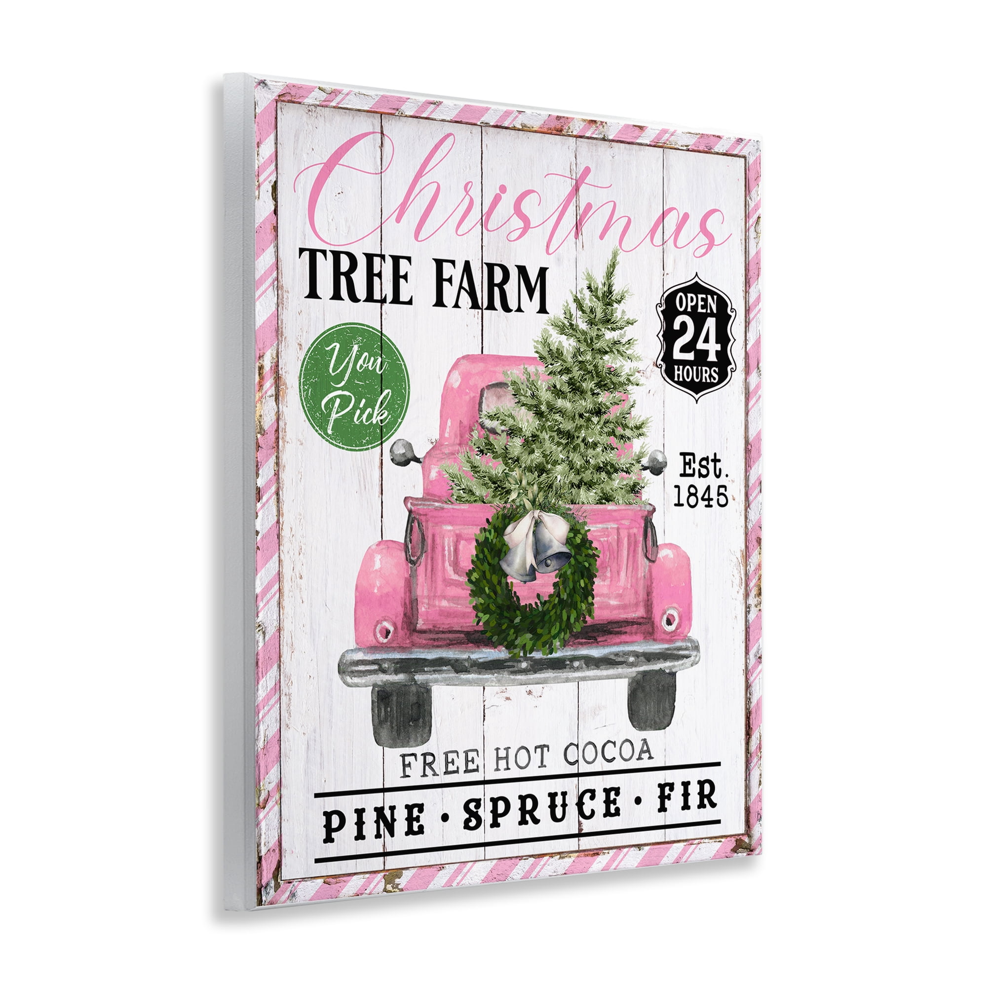 Stupell Industries Pink Christmas Tree Farm Holiday Painting Unframed Art Prints Wall Art, 11 x 14
