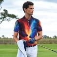 thumbnail image 3 of Rateoe Red And Blue Fire Wolf Pattern Men's Short Sleeve Polo Shirts, Golf Polo Shirts Short Sleeve Performance Moisture Wicking Dry-4X-Large, 3 of 6