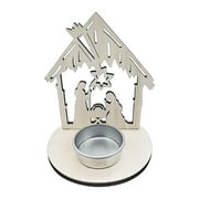 Jikolililili Nativity Easter Indoor Nativity Scene Light Holder Wooden Nativity Scene Wood Stand Rustic Wooden Nativity Decoration Candles Christmas Wooden Sign Candle Holders