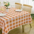 thumbnail image 4 of Fall Thanksgiving Tablecloth Orange and White Gingham Rectangle Table Cloth 60 x 84 Inch - Oblong Orange Checkered Buffalo Plaid Polyester Farmhouse Table Cover Reusable Water Resistant, 4 of 6