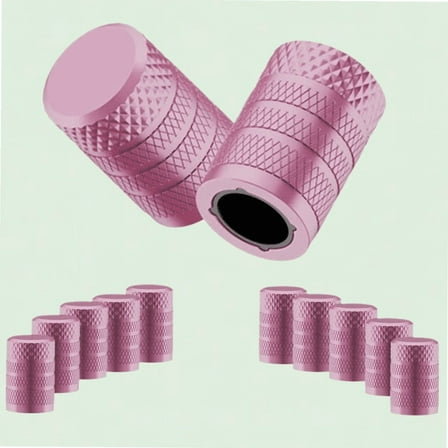 Pink Tire Valve Stem Caps, Set of 10, Anodized Aluminum, Corrosion Resistant