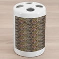 thumbnail image 1 of Moroccan Ceramic Toothbrush Holder, Mexican Ornaments with Abstract Old Fashioned Mandala Checkered, Decorative Versatile Countertop for Bathroom, 4.5" X 2.7", Multicolor, 1 of 4
