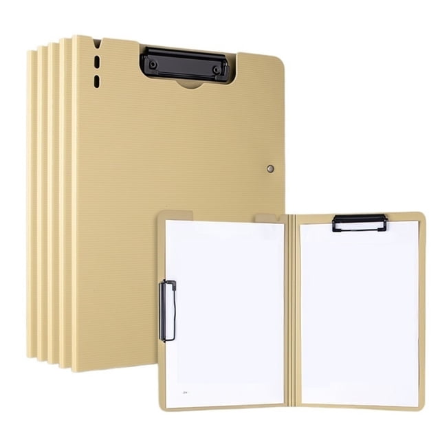 5 Pcs A4 Folder With Double Clips Can Be Folded Writing Pad Data Storage Office Supplies