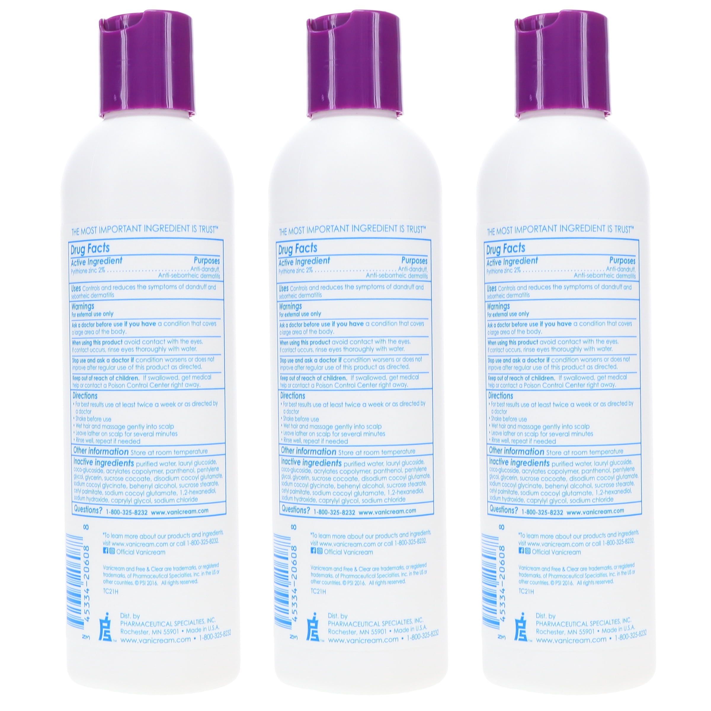 Vanicream Medicated Anti-Dandruff Shampoo 8 oz 3 Pack