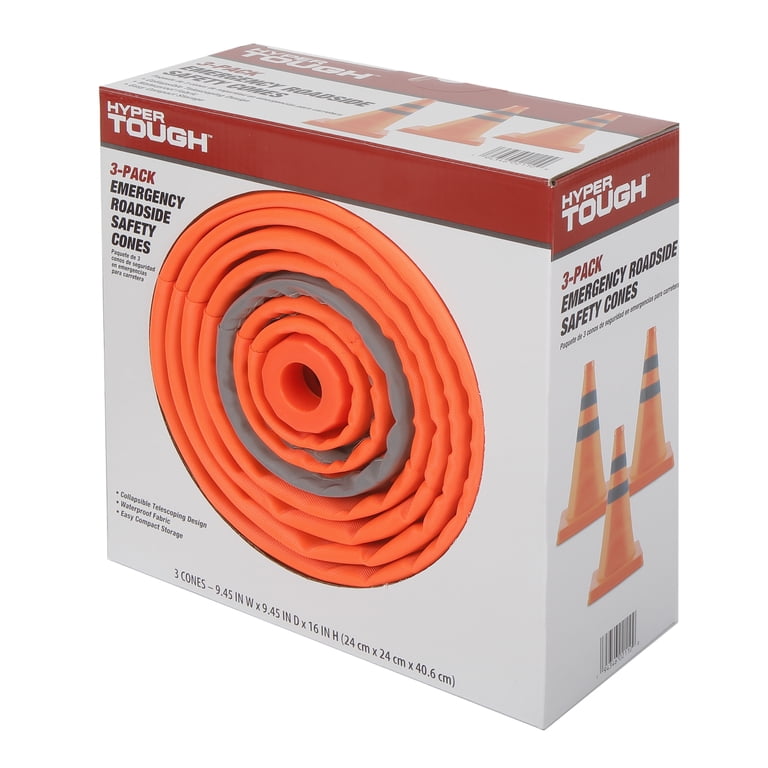 Hyper Tough Collapsible Safety Cones, 3 Pack, Orange photo 2