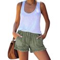 thumbnail image 2 of Women Fashion Washed Denim Shorts Casual Drawstring Elastic Waist Frayed Hem Loose Short Jeans Summer Hot Shorts, 2 of 2